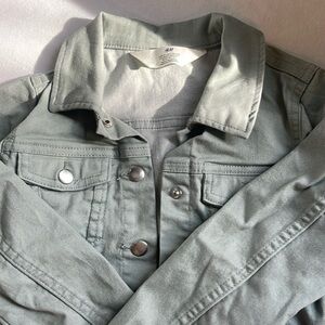 H&M Jean jacket. Light green/ sage color